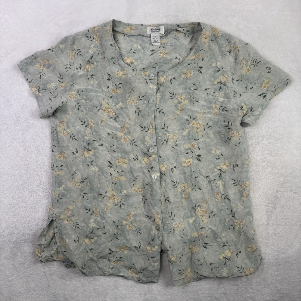 Sostanza Contemporary Apparel Silk Floral Button Up Blouse Women's LG